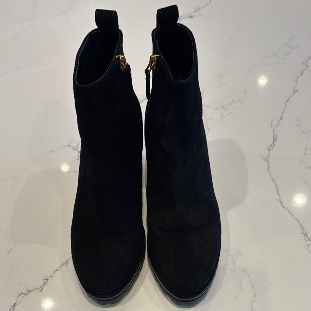 Tory Burch Black Suede Wedge Ankle Boots